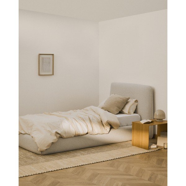 Beež polsterdatud üheinimesevoodi ilma voodipõhjata 90x200 cm Martina - Kave Home-image-1