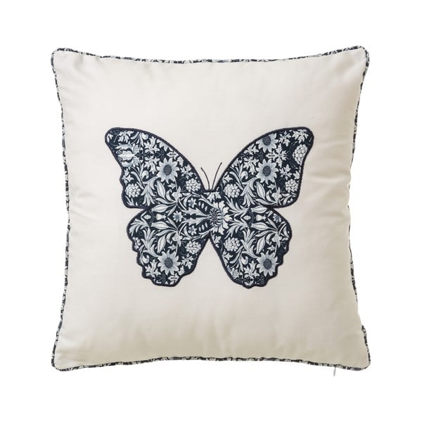 Bílý polštář z bavlny s motivem motýla Unimasa, 45 x 45 cm
