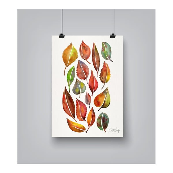Plakát Americanflat Fall Leaves Watercolour by Cat Coquillette, 30 x 42 cm