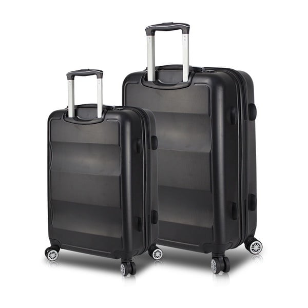 Sada 2 černých cestovních kufrů na kolečkách s USB porty My Valice LASSO Large & Medium