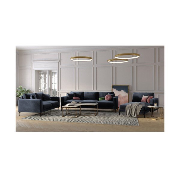 Tume sinine sametist diivan 158 cm Harmony – Kooko Home-image-4