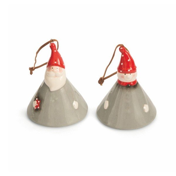 Sada 2 vánočních závěsných dekorací Villa d'Este XMAS Appendini Campanella Grigi