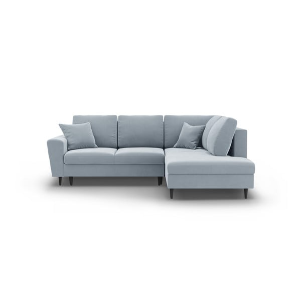 Helesinine sametist panipaigaga nurgadiivanvoodi (parem nurk/"L"-kujuline) Kyoto - Cosmopolitan Design