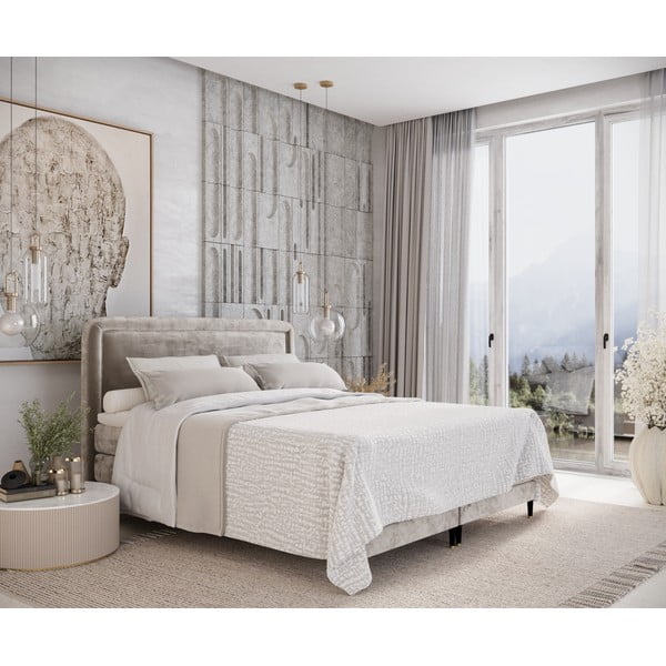 Helepruun vedrumadratsiga voodi 200x200 cm Dove - Maison de Rêve-image-1