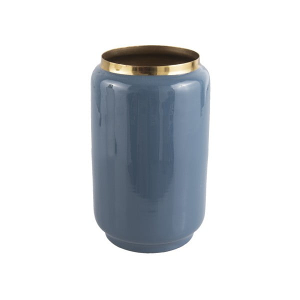 Modrá váza s detailem ve zlaté barvě PT LIVING Flare, výška 22 cm