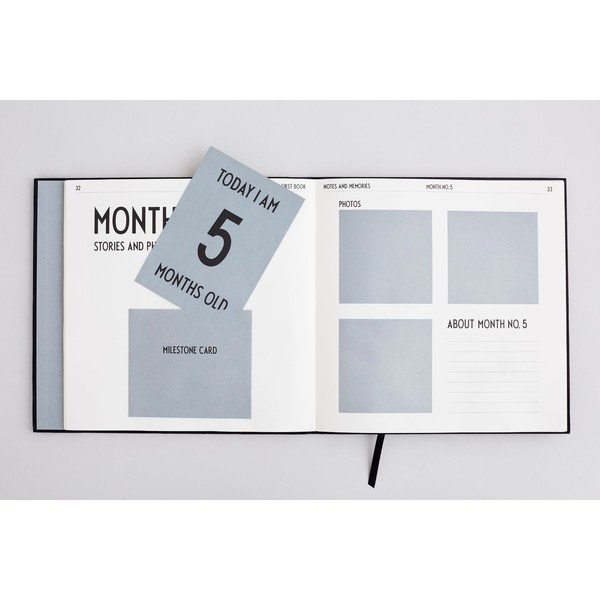 Mustanahaliste laste mälestusraamat Baby's First Book - Design Letters-image-1