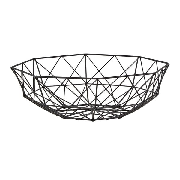 Černý dekorační košík KJ Collection Lines, ⌀ 31 cm