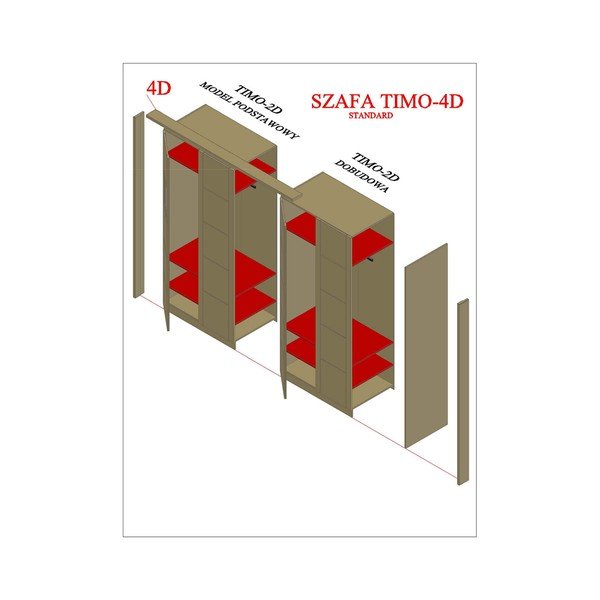 Valge pöögipuidust riidekapp 203x220 cm Timo - Olivia Living-image-1
