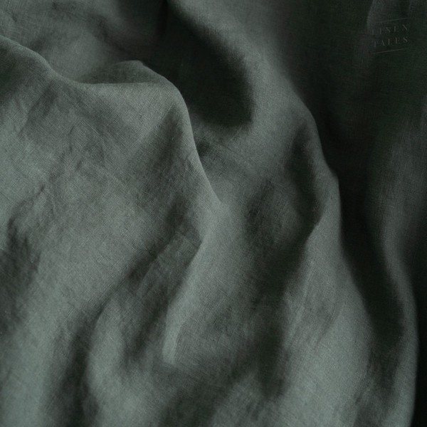 Tumeroheline linane tekikott 140x220 cm Forest Green  – Linen Tales-image-1