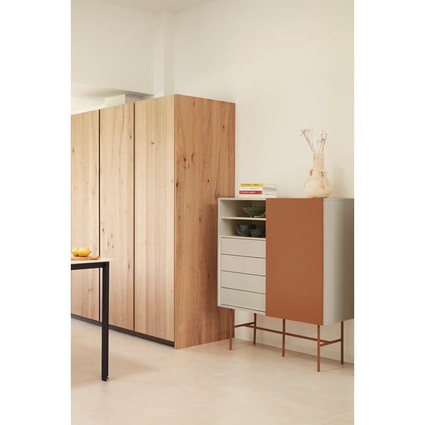 Tellisevärvi/beež kõrge lükandustega kummut 120x140 cm Nube - Teulat-image-1