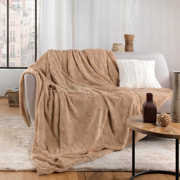 Helepruun mikroplüüs pleed 180x220 cm Foxy - douceur d'intérieur-image-3