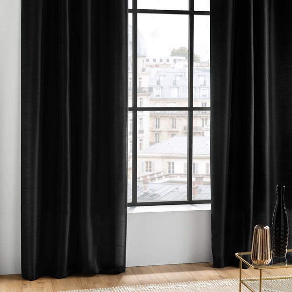 Must mikrosatiinist kardin 140x240 cm Shana - douceur d'intérieur-image-1