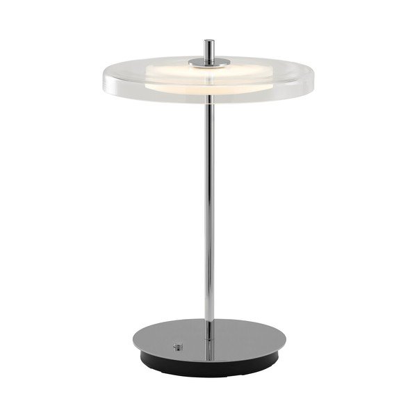 Hõbedane terasest LED-lauavalgusti USB-pordiga ja klaasist varjuga (kõrgus 31 cm) Asteria Move - UMAGE
