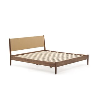 Tumepruun pähklipuidust kaheinimesevoodi liistudest raamiga 180x200 cm Elan - Kave Home