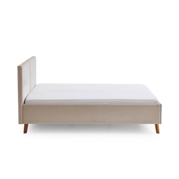Beež polsterdatud kaheinimesevoodi liistudest raamiga 140x200 cm Piano - Meise Möbel-image-3