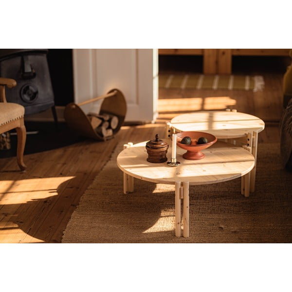 Ümmargune naturaalset värvi kohvilaud ø 80 cm Sticks - Karup Design-image-4