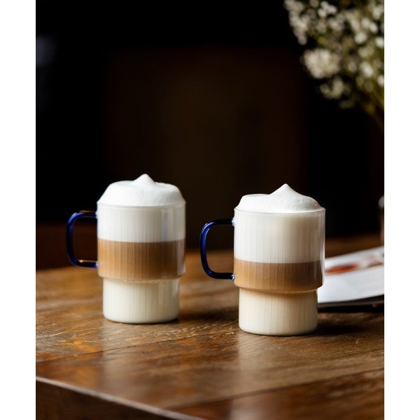 Sinised klaasist kruusid cappuccino jaoks 2 tk komplektis 350 ml Livio - Vialli Design-image-1