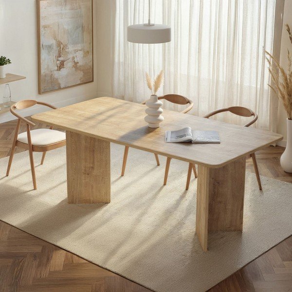 Söögilaud tammepuust dekooriga 90x180 cm Linza - Kalune Design-image-2