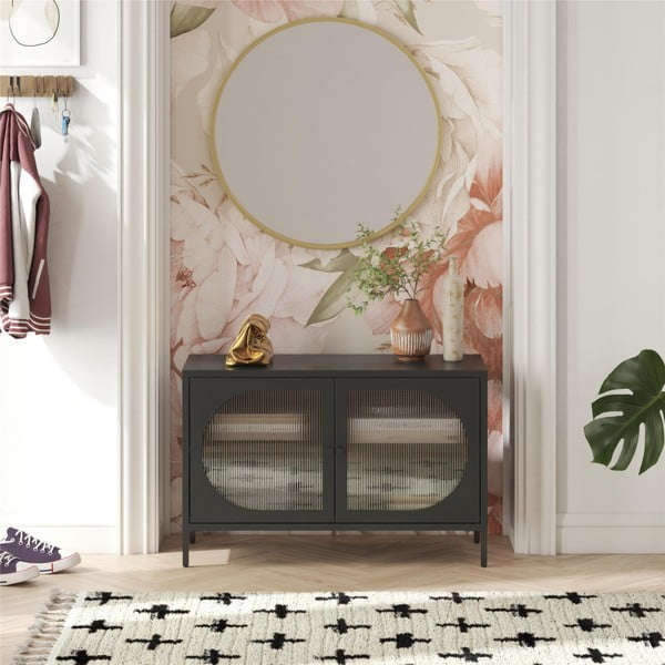 Must metallist vitriinkapp 100x64x40 cm Luna - Støraa-image-1