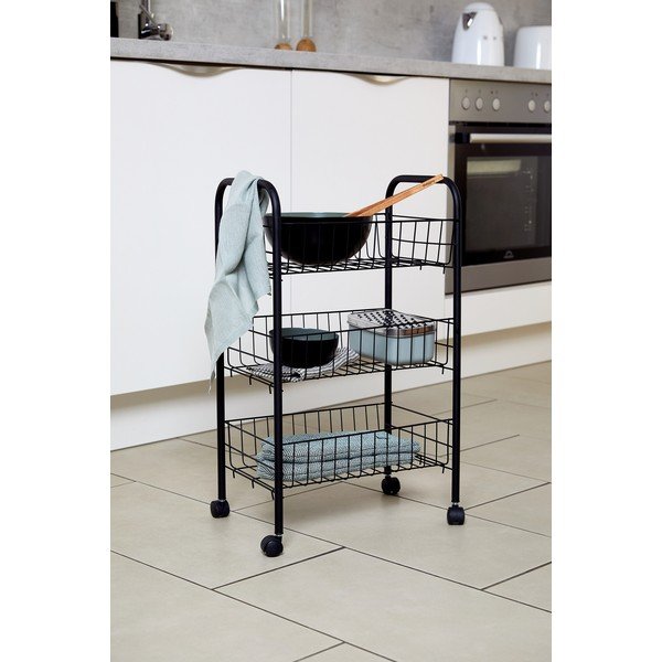 Mustast metallist kolmetasandiline mobiilne käru Florenz - Wenko-image-2