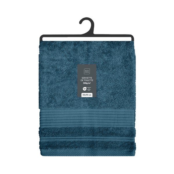 Tumesinine frotee-puuvillane rätik 50x90 cm Tendresse - douceur d'intérieur-image-4