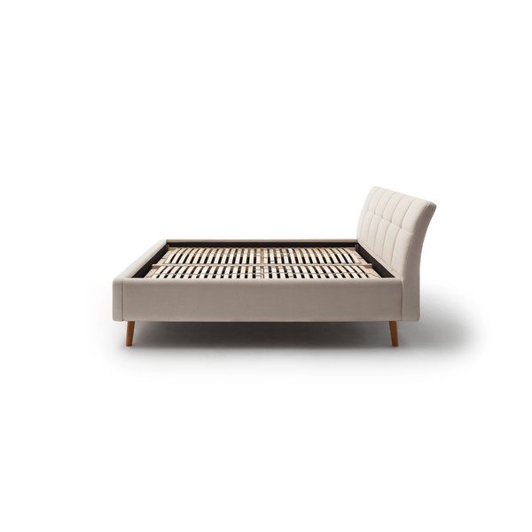 Beeži värvi polsterdatud kaheinimesevoodi, voodipõhjaga 160x200 cm ja hoiuruumid Mila - Meise Möbel-image-4