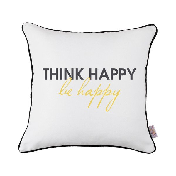 Černobílý povlak na polštář Mike & Co. NEW YORK Think Happy, 43 x 43 cm