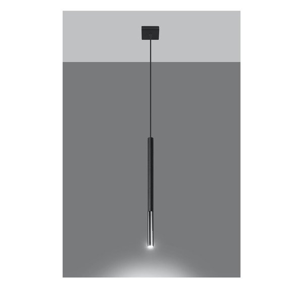 Must-hõbedane metallist rippvalgusti Asarot - Sollux-image-1