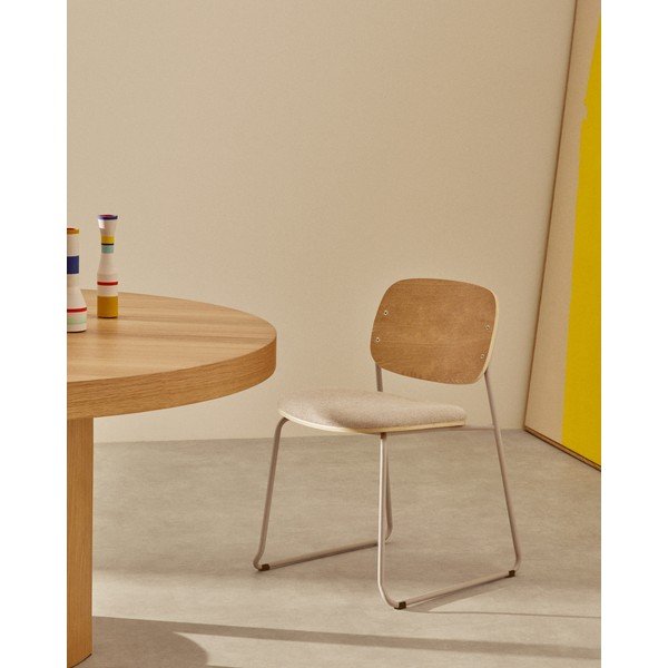 Beež metallist virnastatav söögitool Meli - Kave Home-image-1