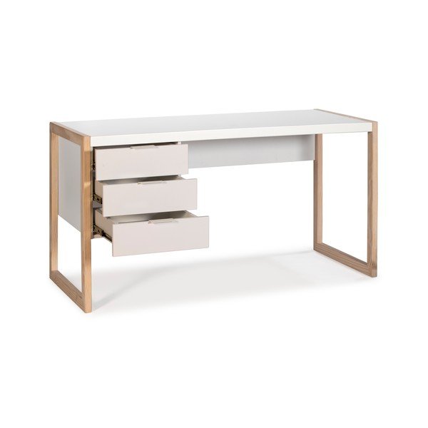 Valge kirjutuslaud männipuidust jalgadega Frank - Marckeric-image-4