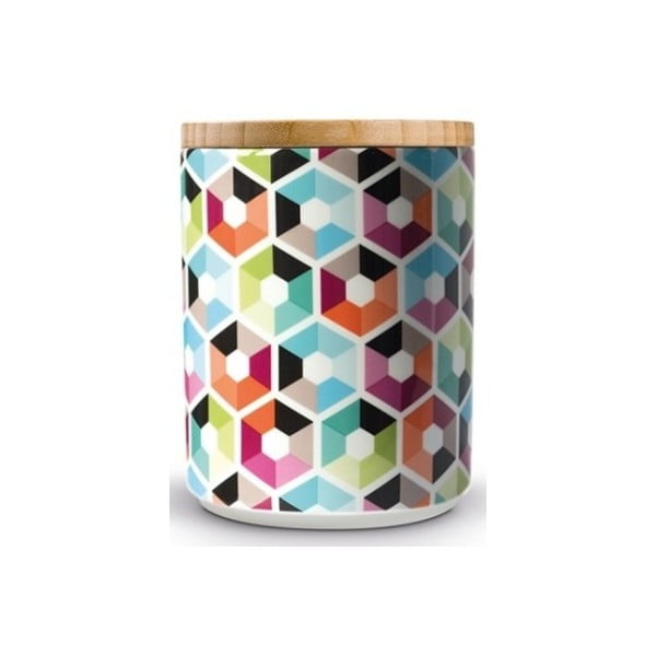 Porcelánová dóza s bambusovým víkem Remember Hexagon, 1.62 x ⌀ 1.25 dm