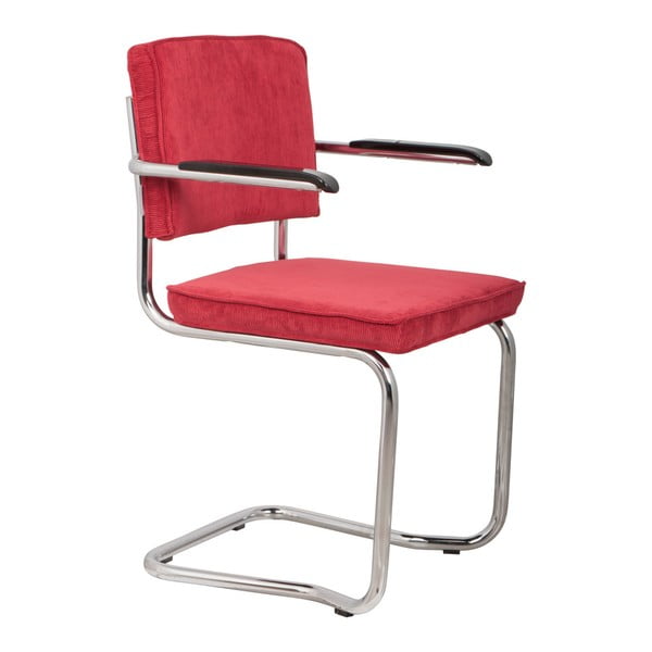 2 punase tooli komplekt Ridge Kink Rib koos käetoega - Zuiver