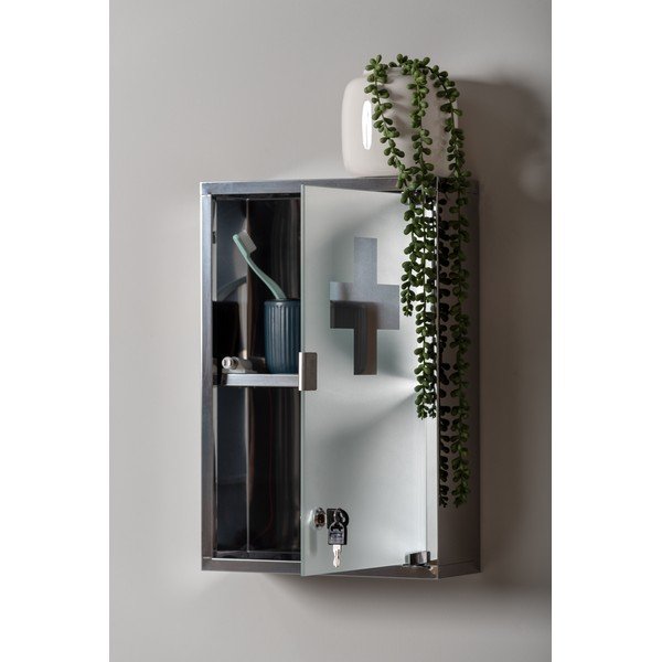 Hõbedane metallist seinale esmaabikarp  12x48 cm    – PT LIVING-image-1