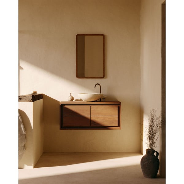 Madal tiikpuidust valamukapp 90x40 cm Kenta - Kave Home-image-1