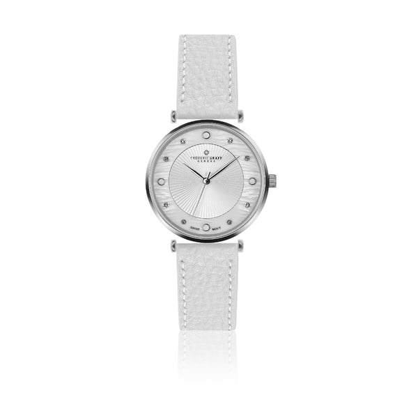 Dámské hodinky s bílým páskem z pravé kůže Frederic Graff Jungfrau