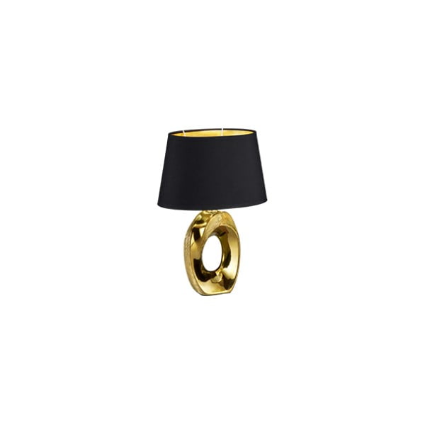 Stolní lampa v černo-zlaté barvě z keramiky a tkaniky Trio Taba, výška 33 cm