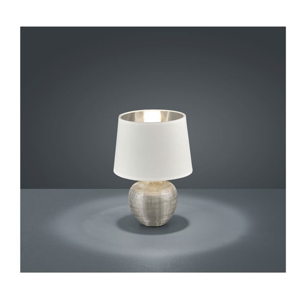 Valge keraamiline ja riidest laualamp , kõrgus 26 cm Luxor - Reality-image-1
