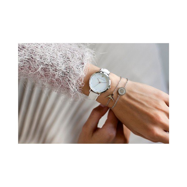 Dámské hodinky s bílým páskem z pravé kůže Emily Westwood Meeting-image-1