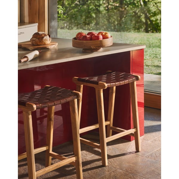 Nahast baaritool (istme kõrgus 67 cm) Calixta - Kave Home-image-1