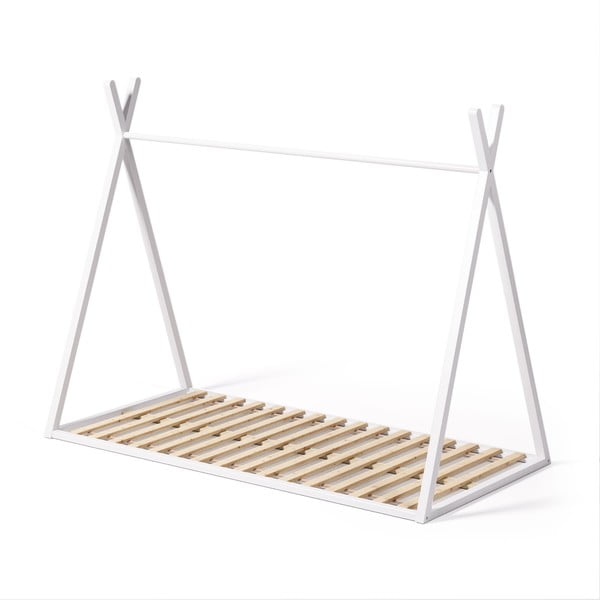 Valge majakujuline pöögipuidust lastevoodi koos voodipõhjaga 90x190 cm Maralis - Kave Home