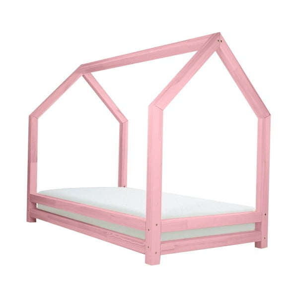 Růžová jednolůžková postel z borovicového dřeva Benlemi Funny, 80 x 200 cm