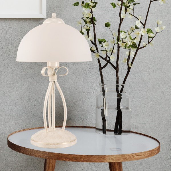 Valge klaasist varjuga laualamp, kõrgus 43 cm Adelle - LAMKUR-image-2