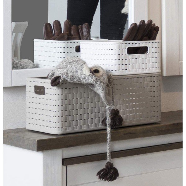 Valge ringlussevõetud plastist hoiukorv Country - Rotho-image-3