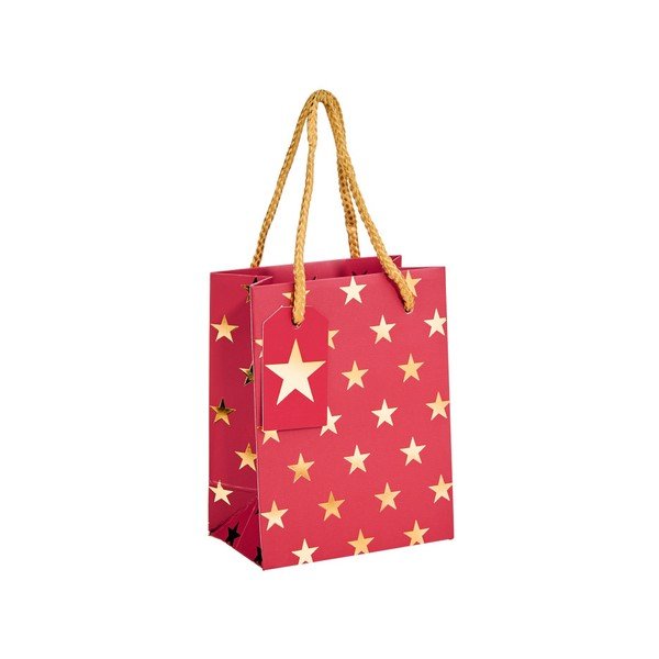 Červená dárková taška Butlers hvezdy, výška 8,5 cm-image-1