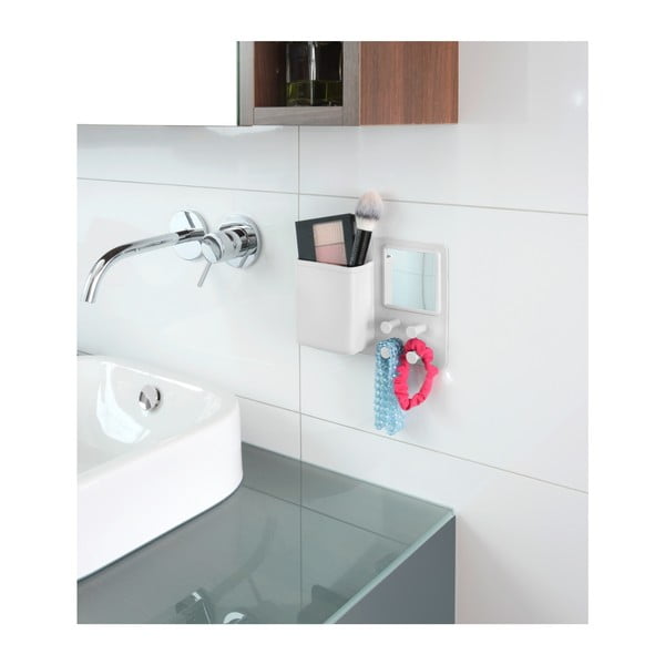 Valge silikoonist seinakorraldaja konksude ja peegliga Ampio - Wenko-image-4