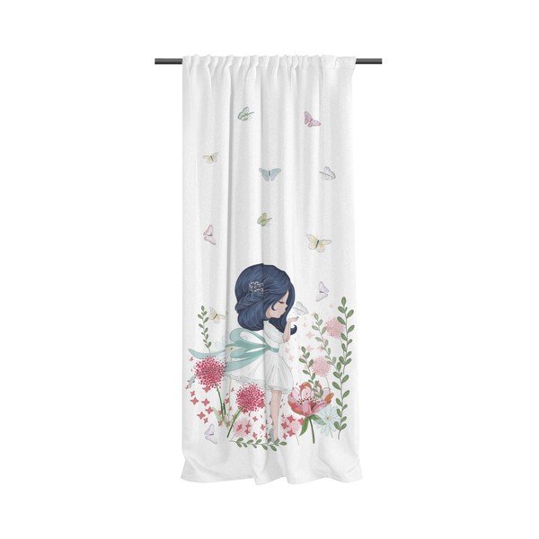 Valge puuvillasatiinist laste kardin 110x250 cm Flowers Around Me - Butter Kings
