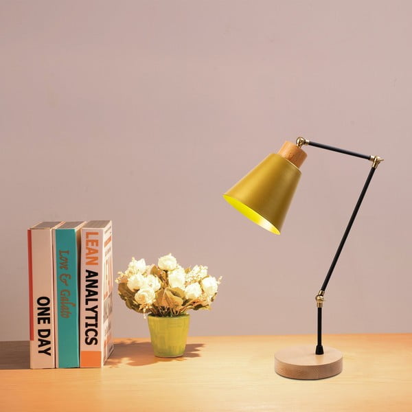 Must-kollane metallist varjuga lamp (kõrgus 52 cm) Manavgat - Opviq lights-image-1