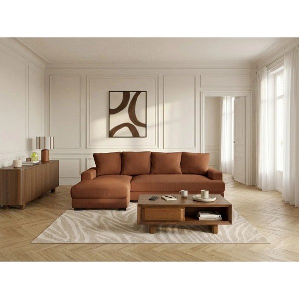 Oranž velvetist diivanvoodi/panipaigaga nurgadiivan (vasak nurk/diivanvoodiga) Campi - Bobochic Paris-image-1