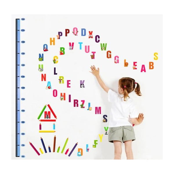 Laste kleebis - mõõdupuu uksele või seinale 70x50 cm Alphabet – Ambiance