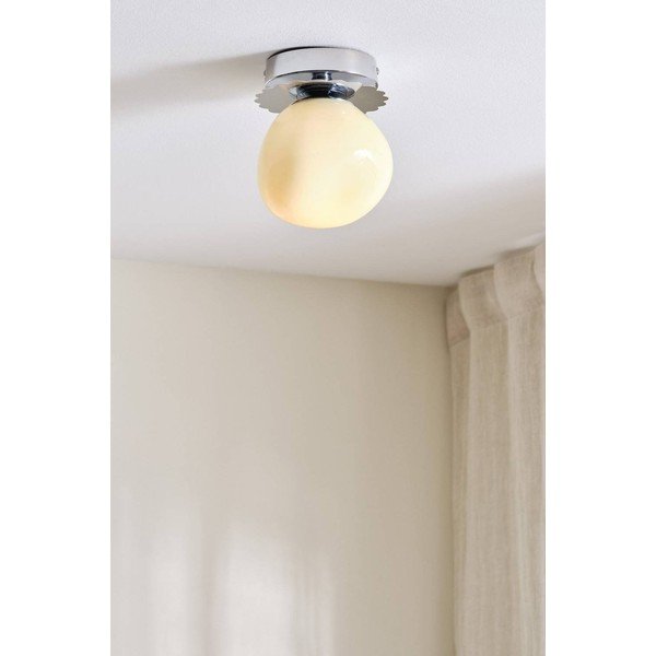 Kreemjas/läikiv hõbedane opaalklaasist laelamp, ø 12 cm Bon - Jotex-image-1